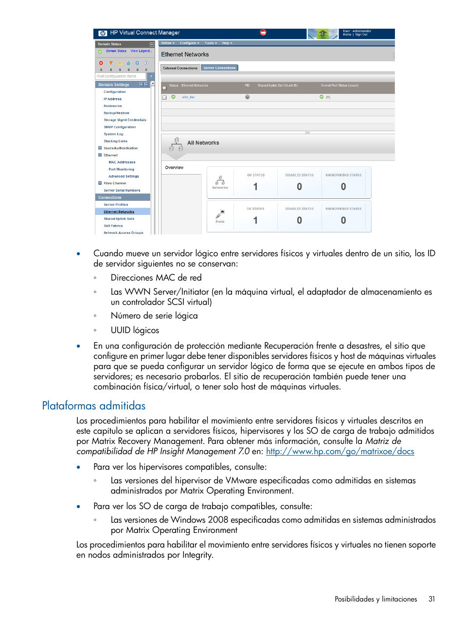 Plataformas admitidas | HP Software HP Matrix Operating Environment User Manual | Page 31 / 65