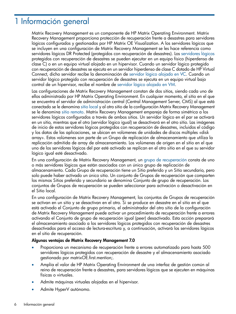 1 información general | HP Software HP Matrix Operating Environment User Manual | Page 6 / 65