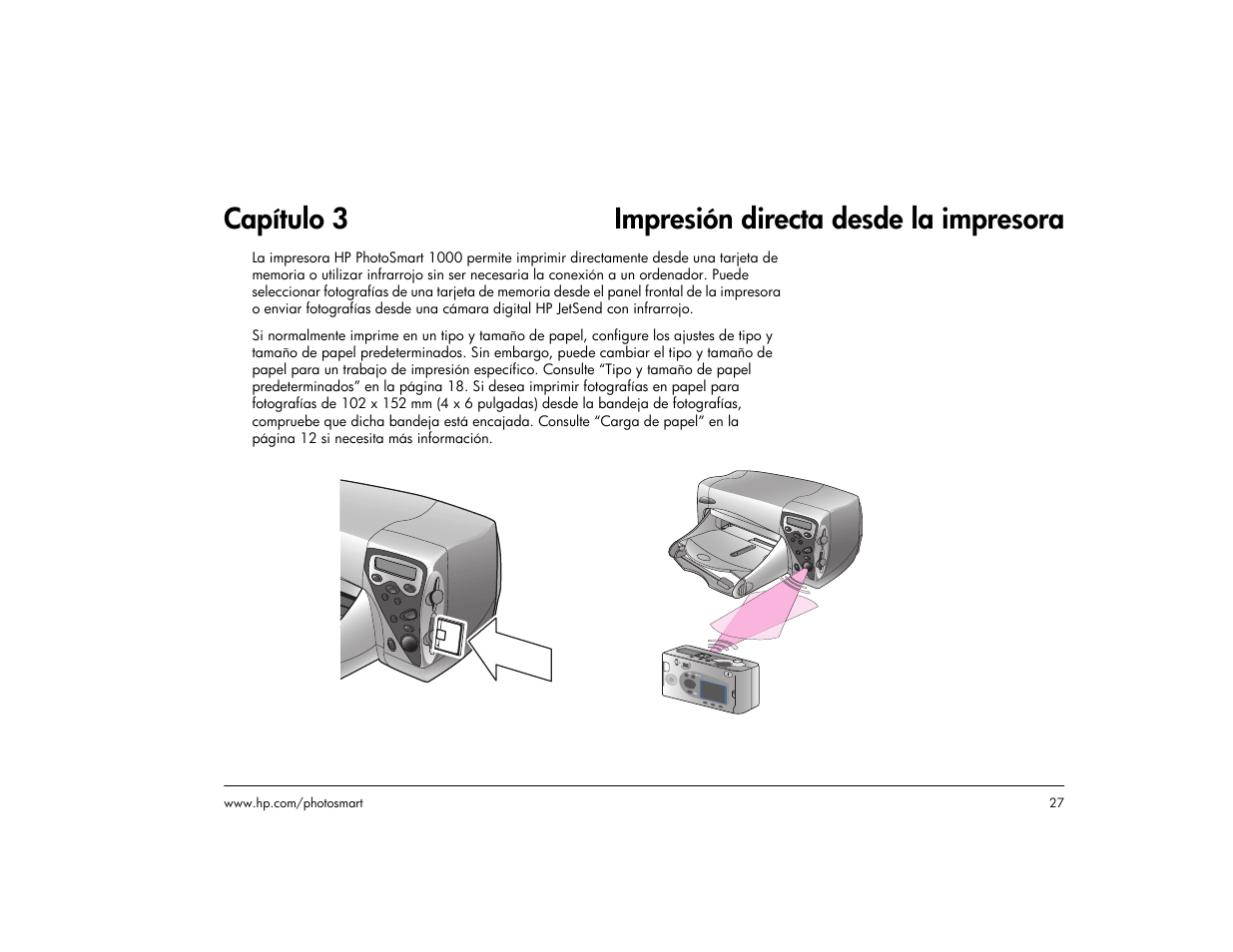 Capítulo 3 impresión directa desde la impresora | HP Impresora HP Photosmart p1000 1000 User Manual | Page 33 / 126