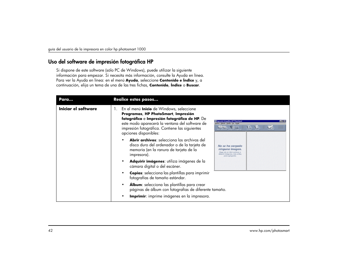 Uso del software de impresión fotográfica hp | HP Impresora HP Photosmart p1000 1000 User Manual | Page 48 / 126