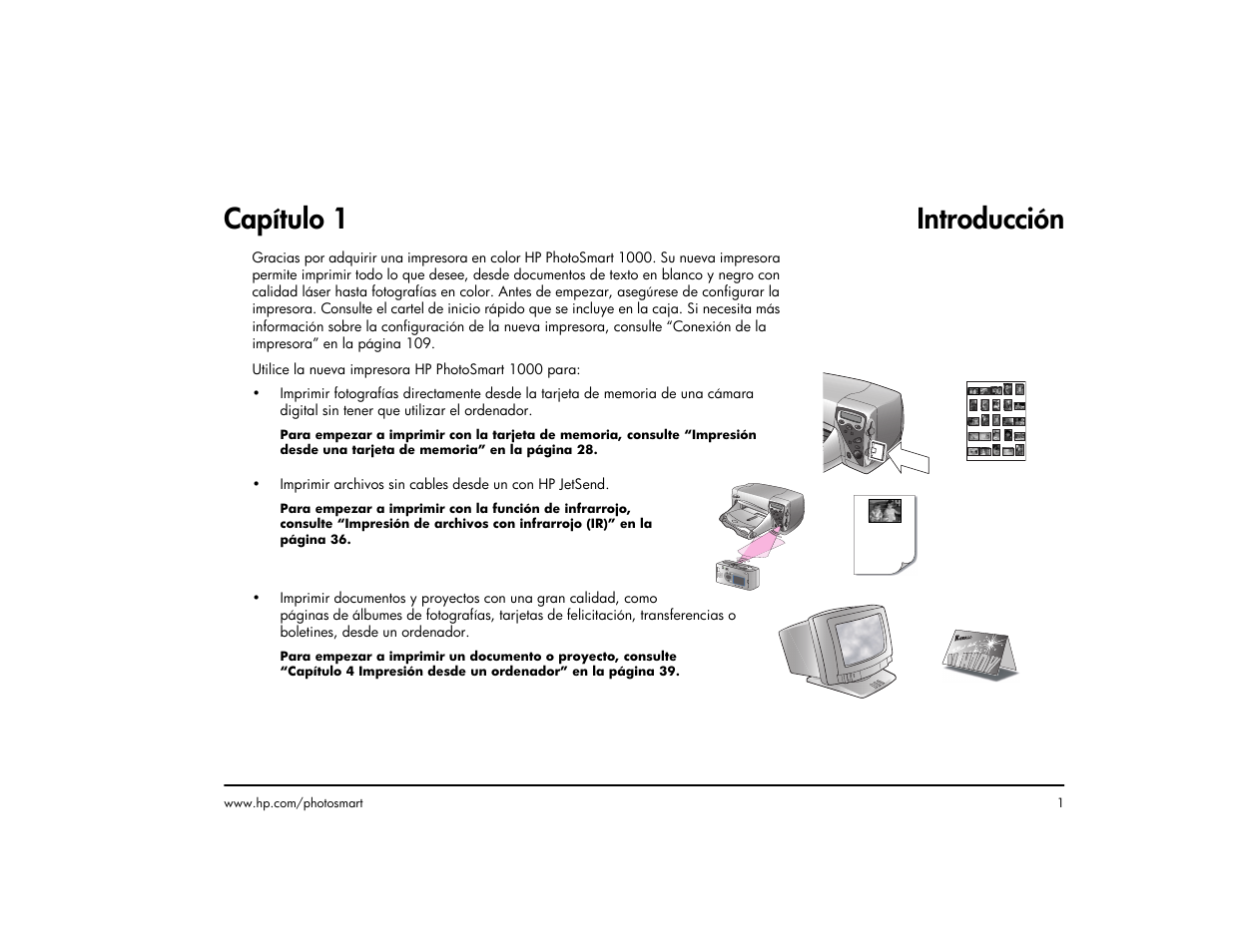 Capítulo 1 introducción | HP Impresora HP Photosmart p1000 1000 User Manual | Page 7 / 126