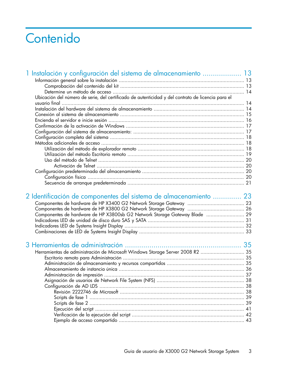 HP Sistemas de almacenamiento de red HP X1000 User Manual | Page 3 / 152