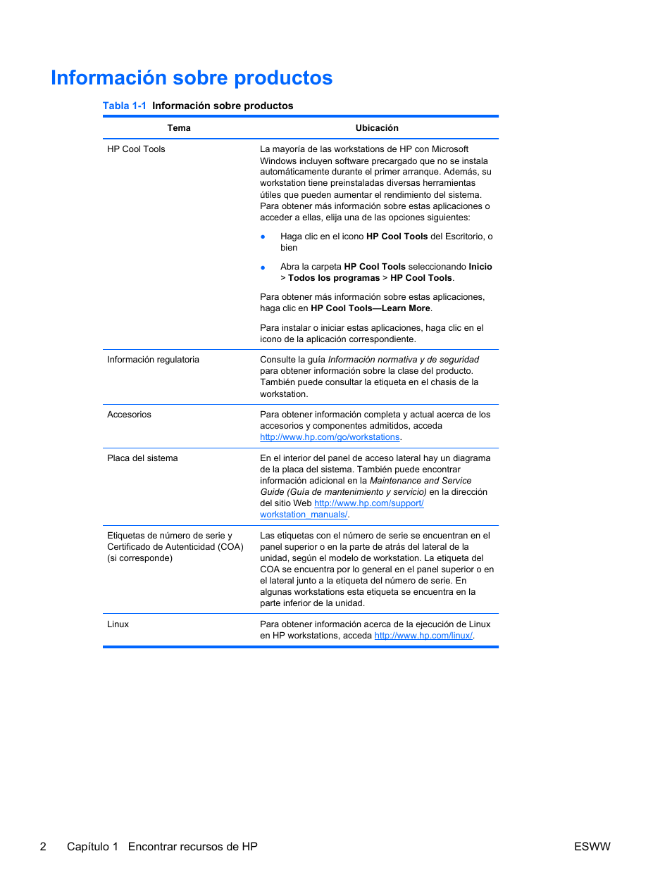 Información sobre productos | HP Estación de trabajo HP Z600 User Manual | Page 10 / 78