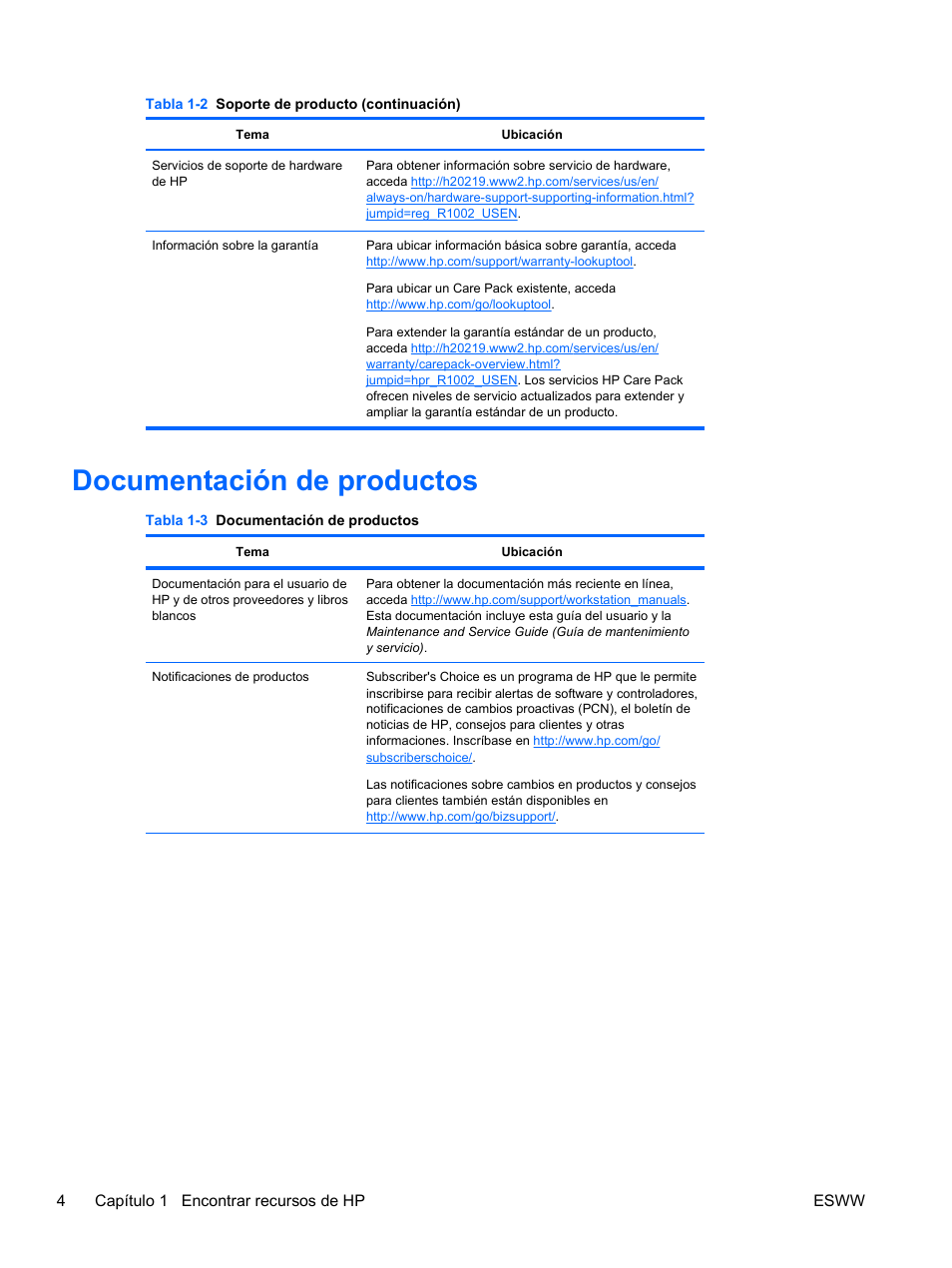 Documentación de productos | HP Estación de trabajo HP Z600 User Manual | Page 12 / 78