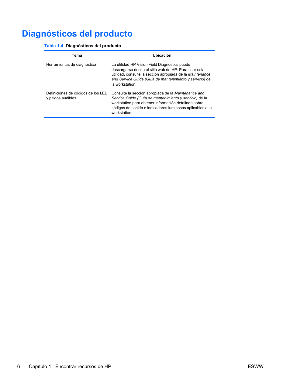 Diagnósticos del producto | HP Estación de trabajo HP Z600 User Manual | Page 14 / 78