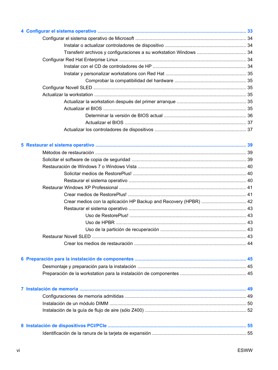 HP Estación de trabajo HP Z600 User Manual | Page 6 / 78