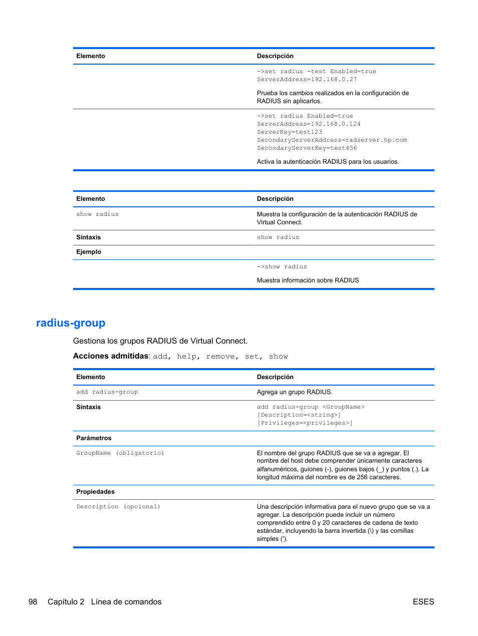 Radius-group | HP Módulo Ethernet de conexión virtual HP Flex-10 10Gb para BladeSystem clase-c User Manual | Page 105 / 221