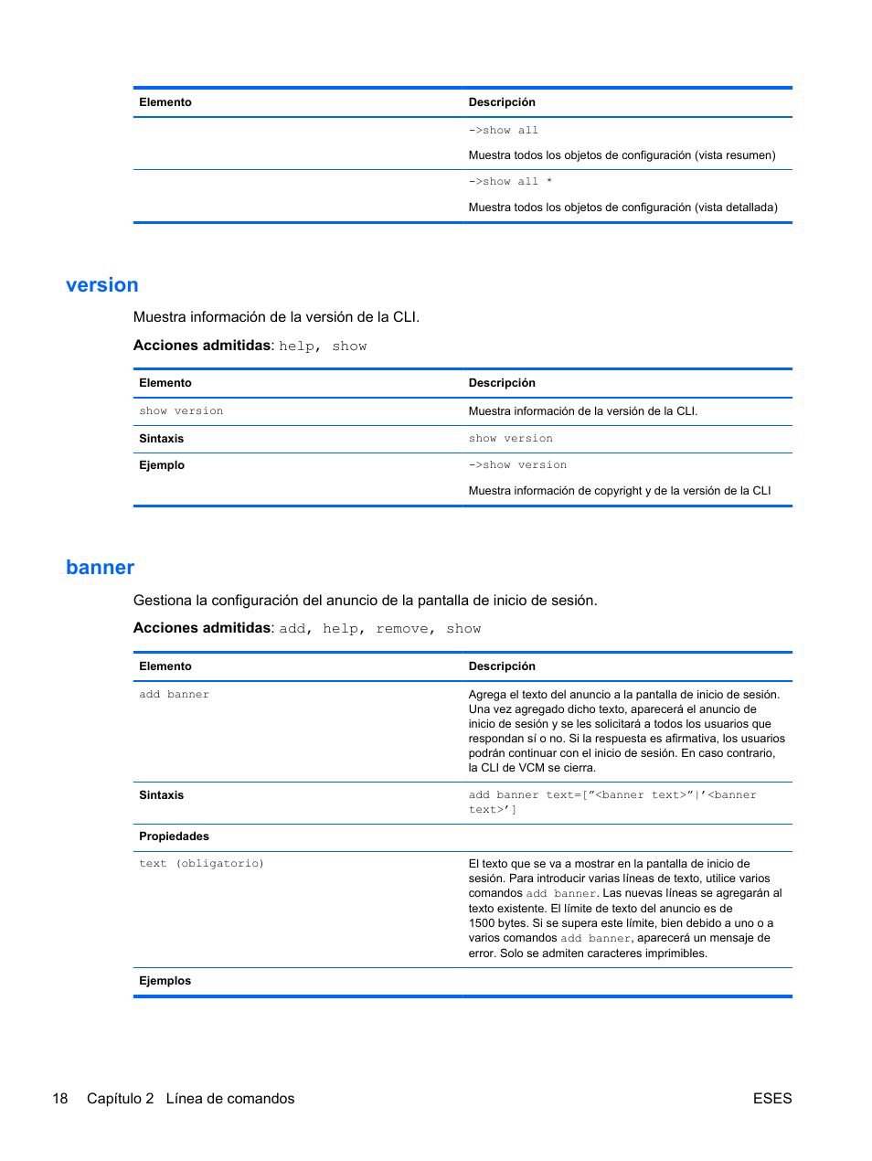 Version, Banner, Version banner | HP Módulo Ethernet de conexión virtual HP Flex-10 10Gb para BladeSystem clase-c User Manual | Page 25 / 221