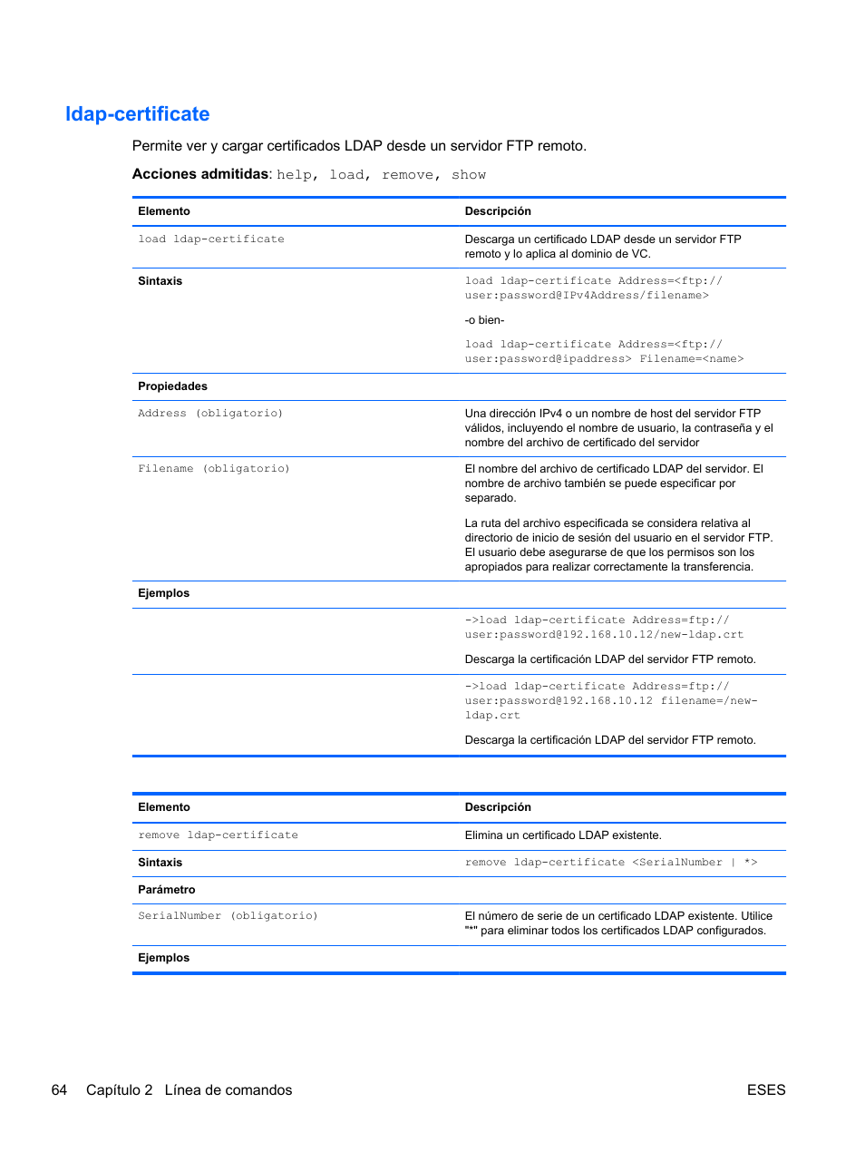Ldap-certificate, Cate | HP Módulo Ethernet de conexión virtual HP Flex-10 10Gb para BladeSystem clase-c User Manual | Page 71 / 221
