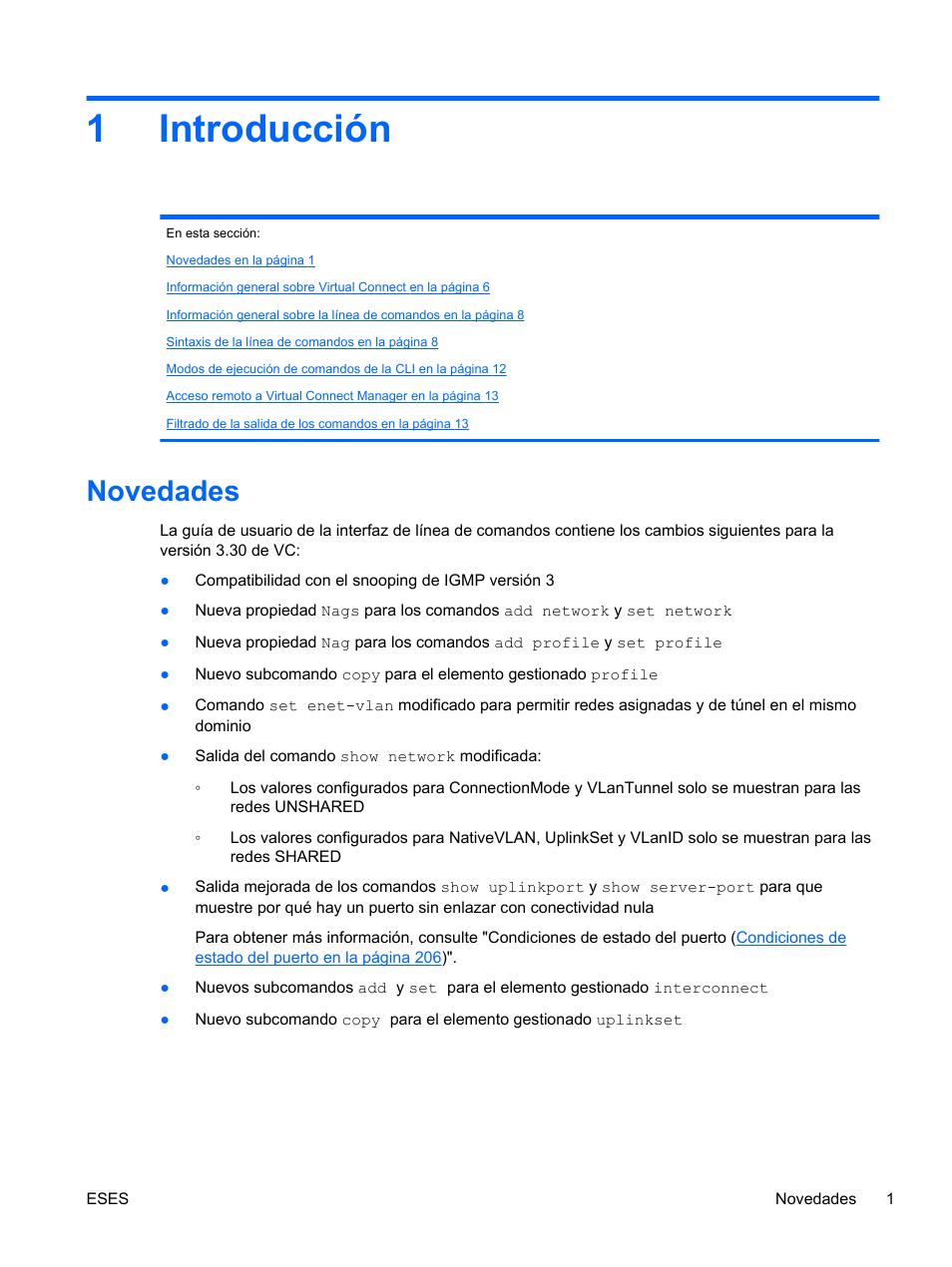 Introducción, Novedades, 1 introducción | 1introducción | HP Módulo Ethernet de conexión virtual HP Flex-10 10Gb para BladeSystem clase-c User Manual | Page 8 / 221