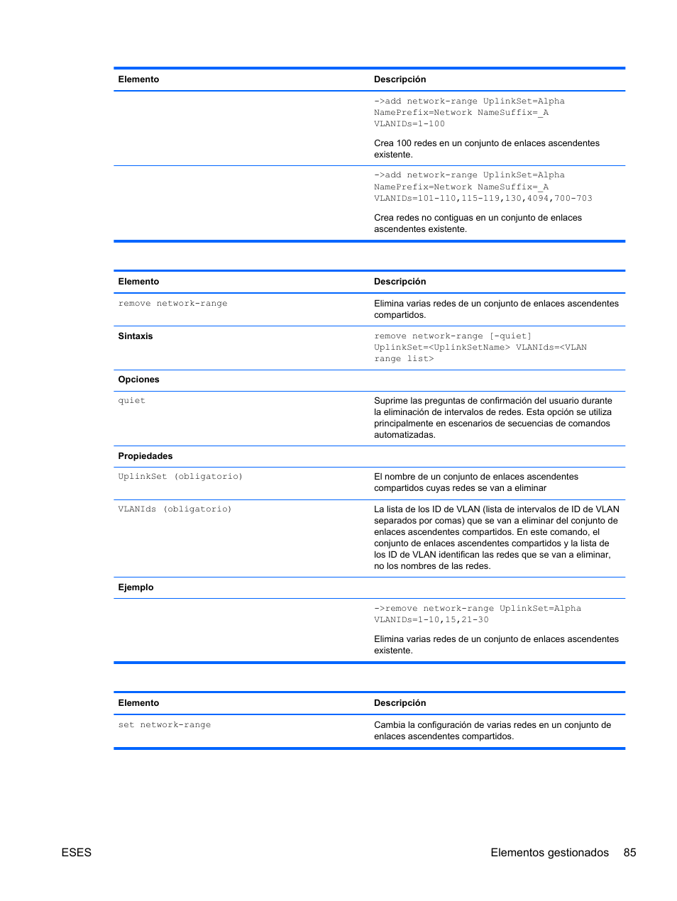 Eses elementos gestionados 85 | HP Módulo Ethernet de conexión virtual HP Flex-10 10Gb para BladeSystem clase-c User Manual | Page 92 / 221