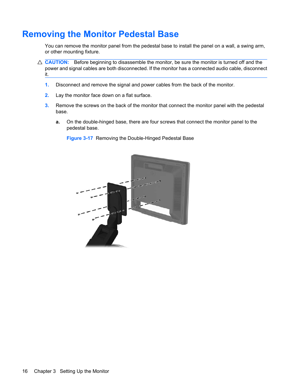Removing the monitor pedestal base | HP L1910 19-inch LCD Monitor User Manual | Page 24 / 67