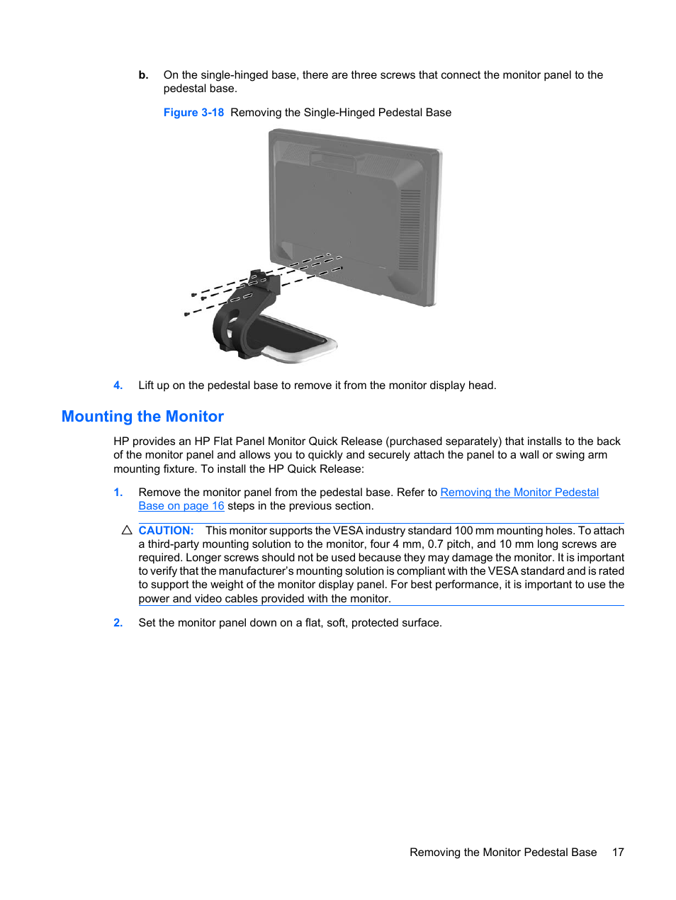 Mounting the monitor | HP L1910 19-inch LCD Monitor User Manual | Page 25 / 67