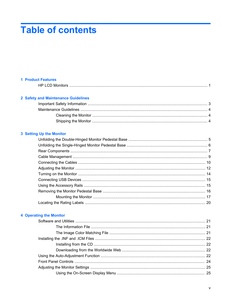 HP L1910 19-inch LCD Monitor User Manual | Page 5 / 67