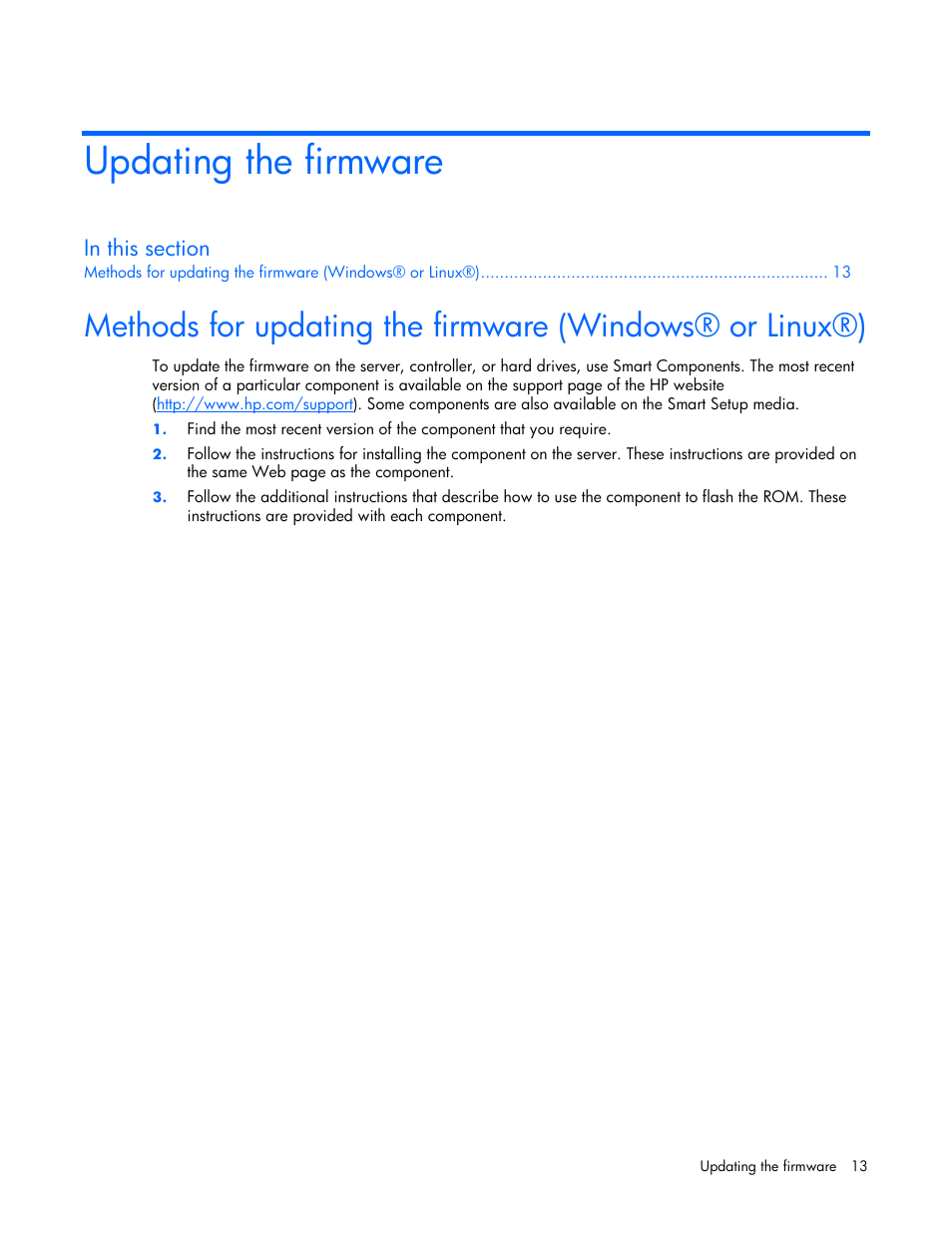 Updating the firmware, Update the controller firmware | HP Integrity rx4640 Server User Manual | Page 13 / 42