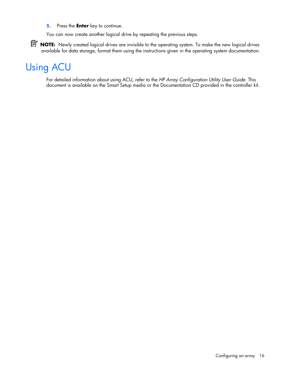 Using acu | HP Integrity rx4640 Server User Manual | Page 16 / 42