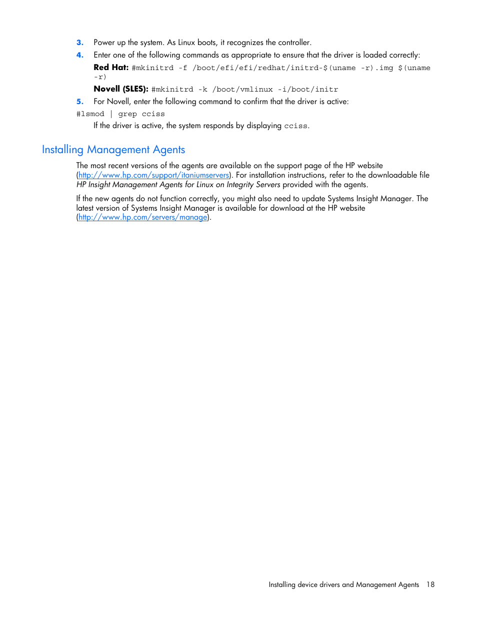 Installing management agents | HP Integrity rx4640 Server User Manual | Page 18 / 42