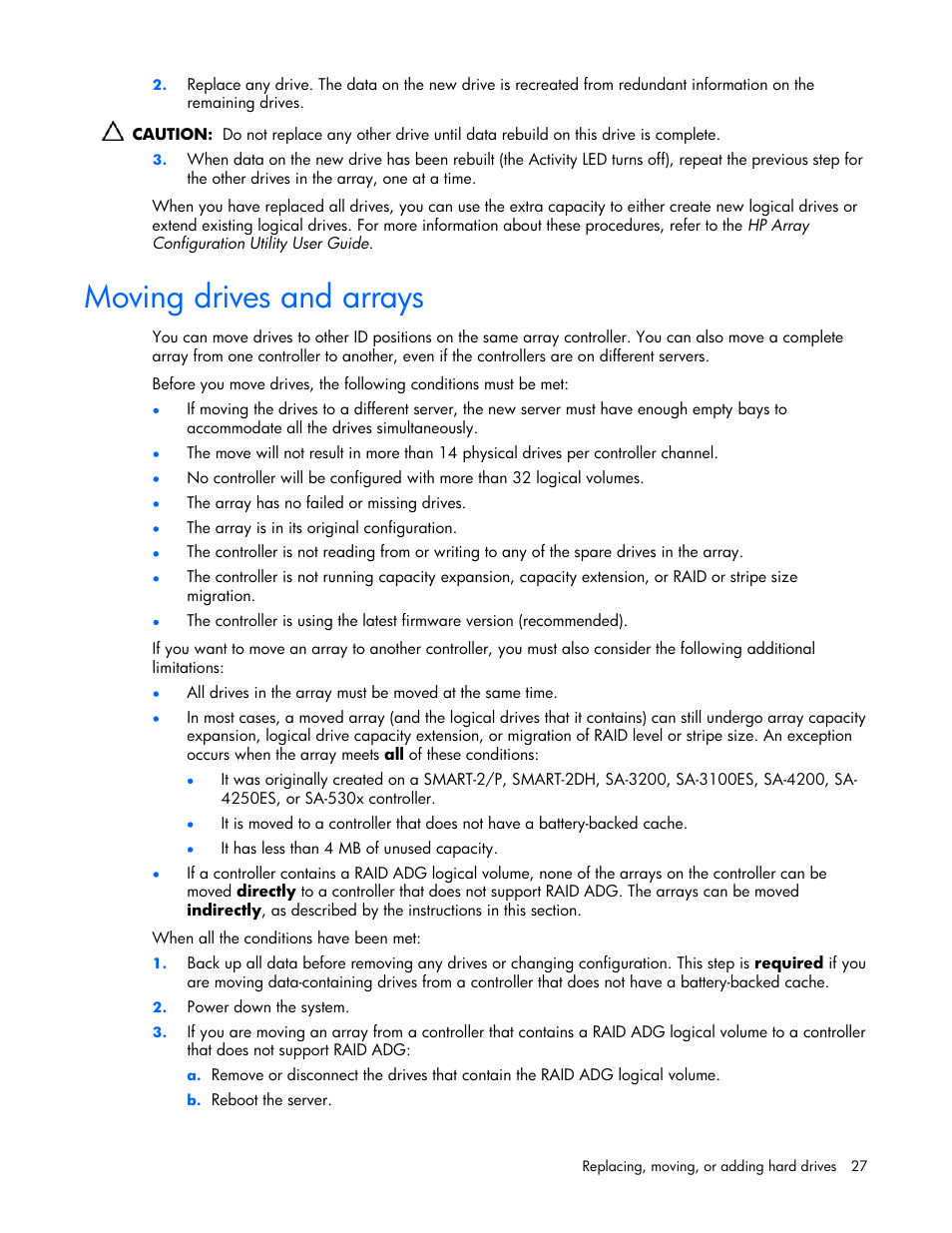 Moving drives and arrays | HP Integrity rx4640 Server User Manual | Page 27 / 42