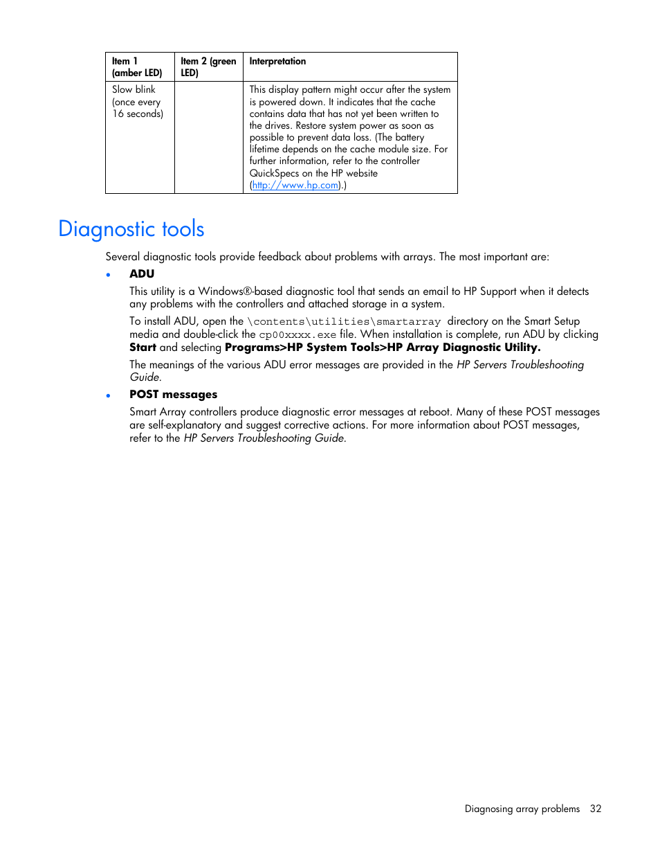 Diagnostic tools | HP Integrity rx4640 Server User Manual | Page 32 / 42