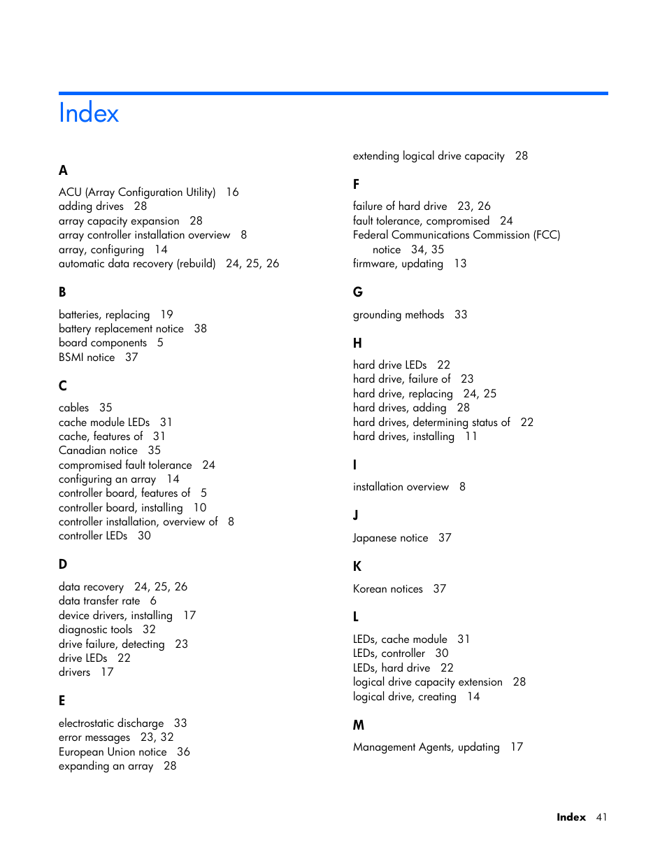 Index | HP Integrity rx4640 Server User Manual | Page 41 / 42