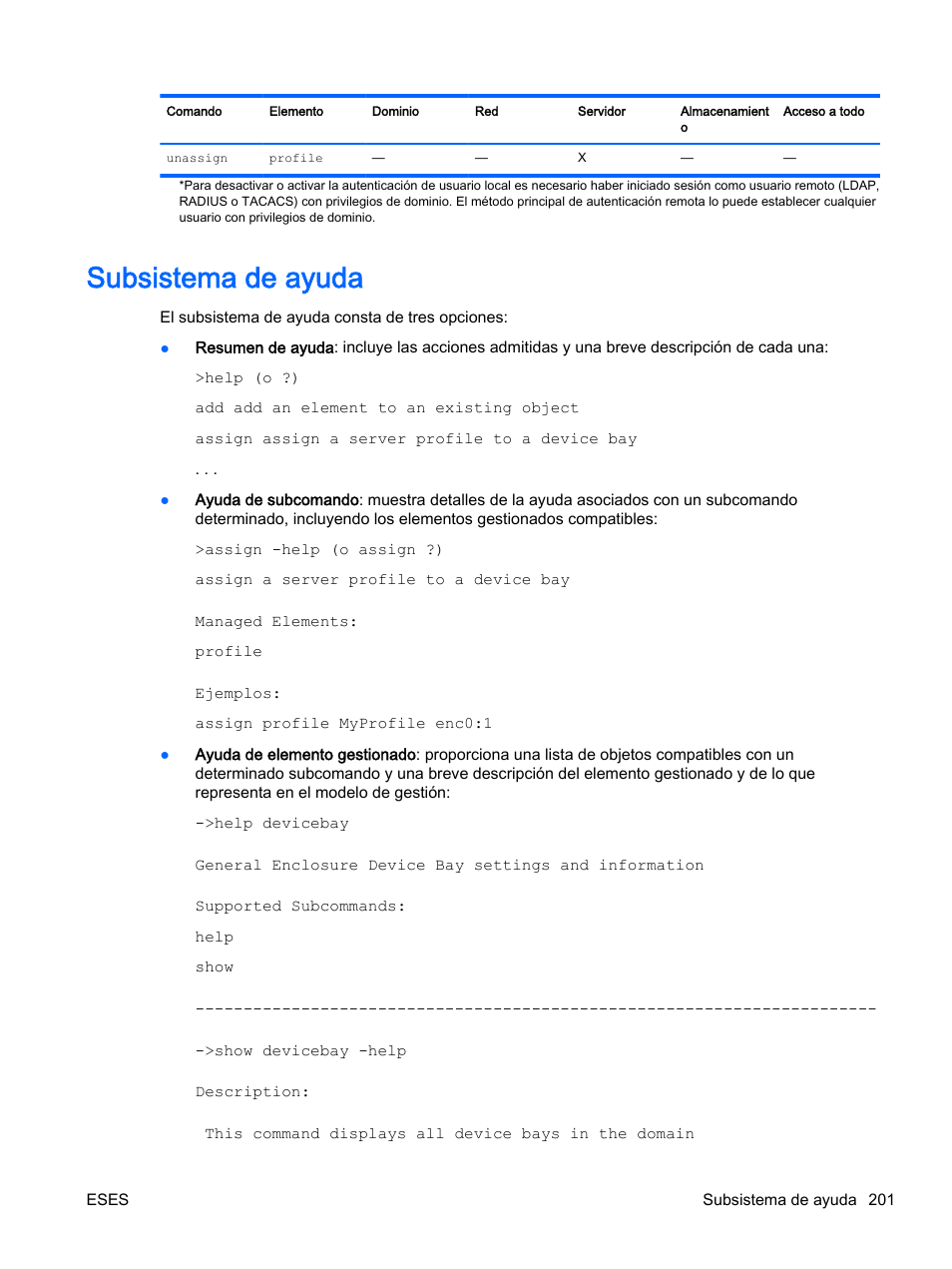 Subsistema de ayuda, Consulte "subsistema de ayuda, Subsistema | HP Módulo de conexión virtual HP Flex-10.10D para sistema Blade clase-c User Manual | Page 208 / 281