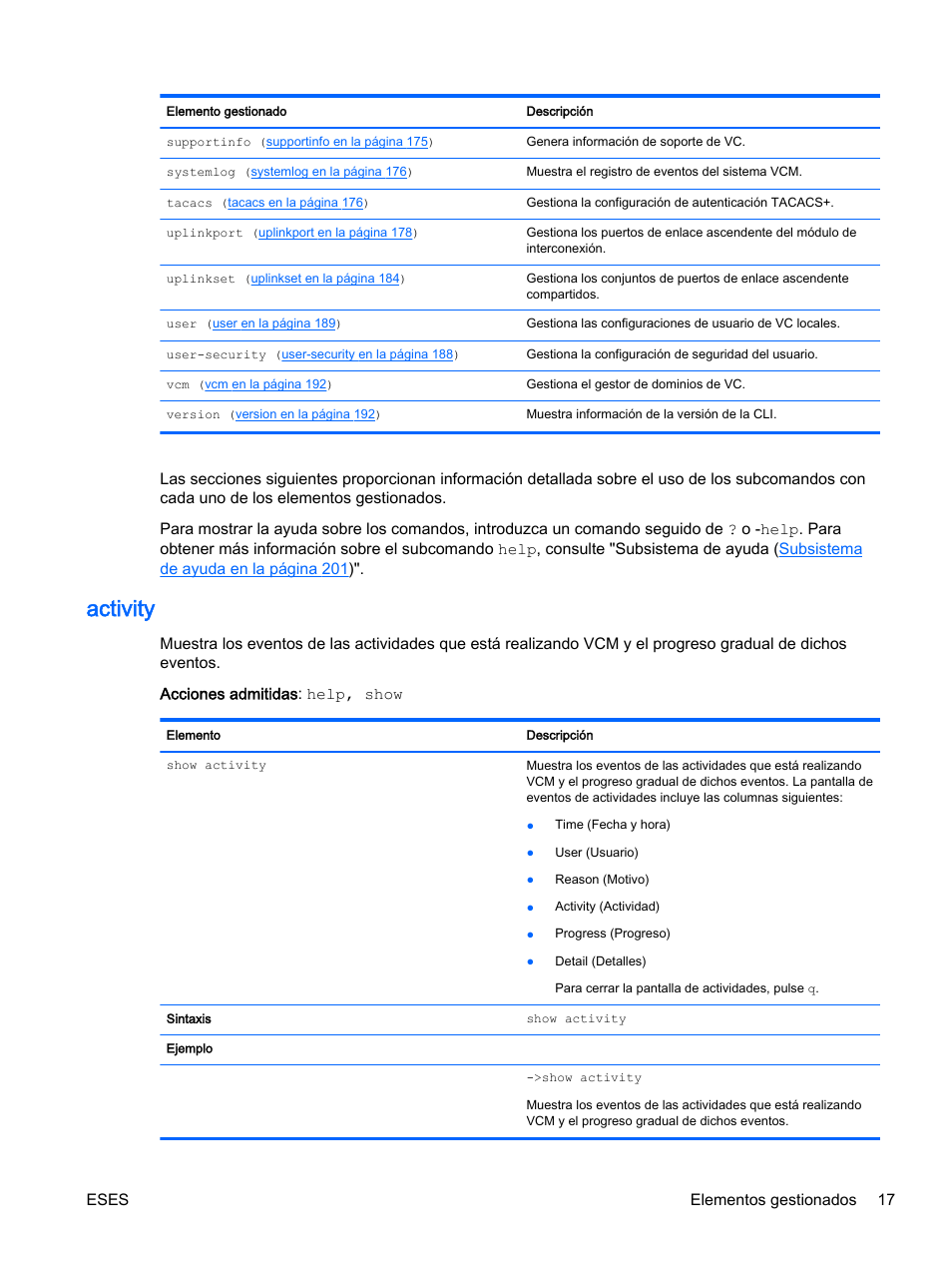 Activity | HP Módulo de conexión virtual HP Flex-10.10D para sistema Blade clase-c User Manual | Page 24 / 281