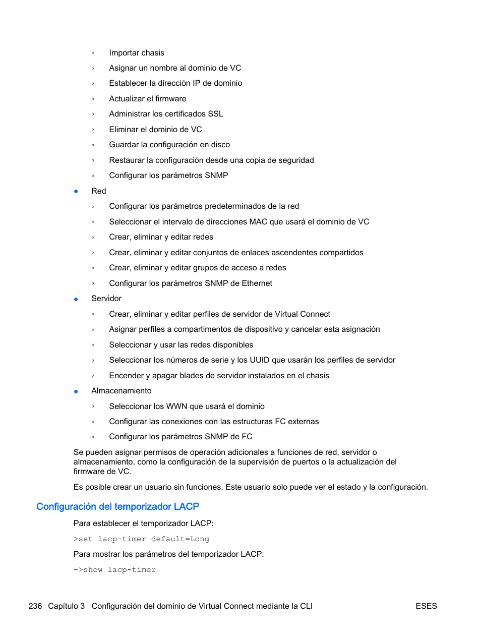 Configuración del temporizador lacp, Configure el temporizador lacp | HP Módulo de conexión virtual HP Flex-10.10D para sistema Blade clase-c User Manual | Page 243 / 281