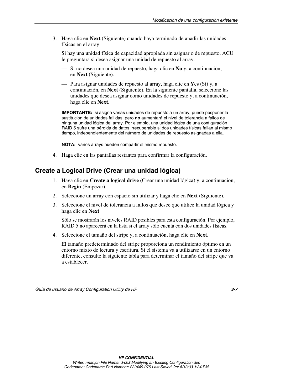 Create a logical drive (crear una unidad lógica) | HP StorageWorks 1000 Modular Smart Array User Manual | Page 32 / 81