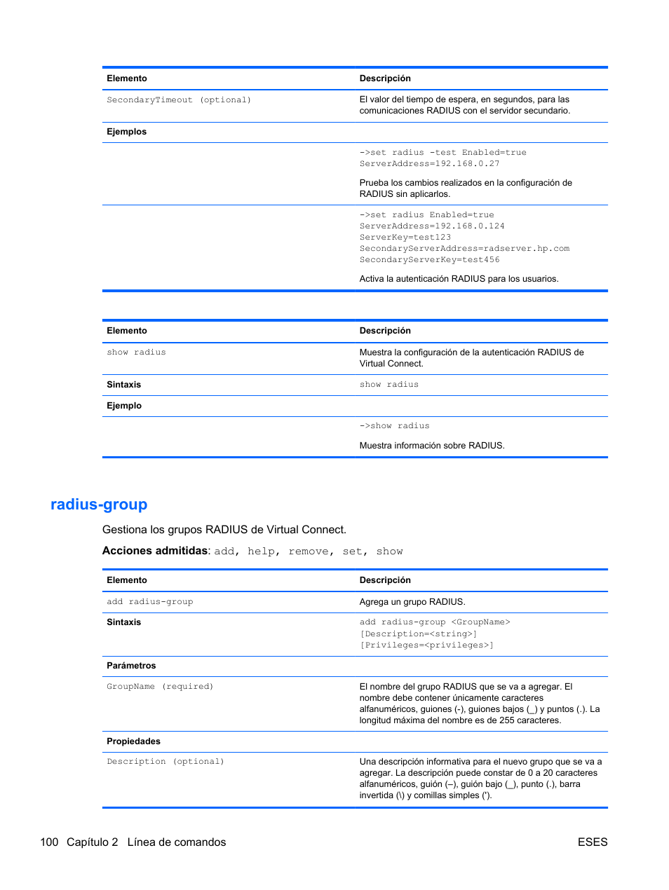 Radius-group | HP Módulo Fibre Channel de conexión virtual de 4Gb HP para BladeSystem clase C User Manual | Page 107 / 238