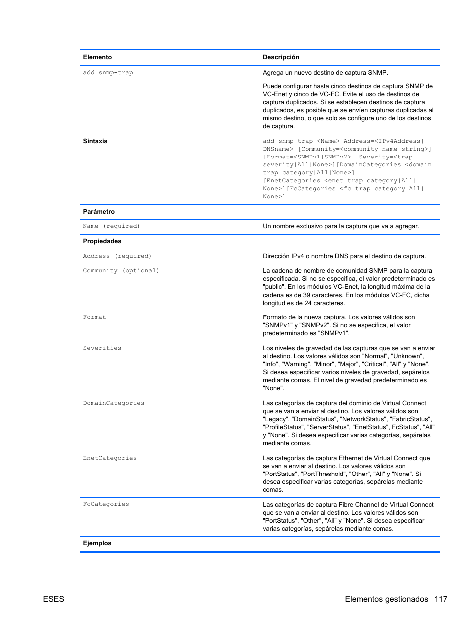 Eses elementos gestionados 117 | HP Módulo Fibre Channel de conexión virtual de 4Gb HP para BladeSystem clase C User Manual | Page 124 / 238