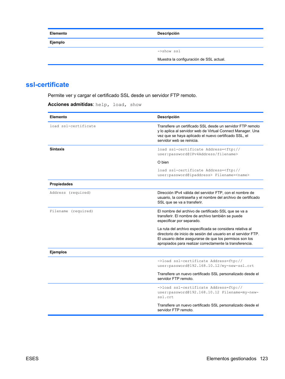 Ssl-certificate | HP Módulo Fibre Channel de conexión virtual de 4Gb HP para BladeSystem clase C User Manual | Page 130 / 238