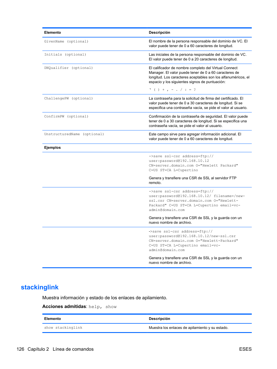 Stackinglink | HP Módulo Fibre Channel de conexión virtual de 4Gb HP para BladeSystem clase C User Manual | Page 133 / 238
