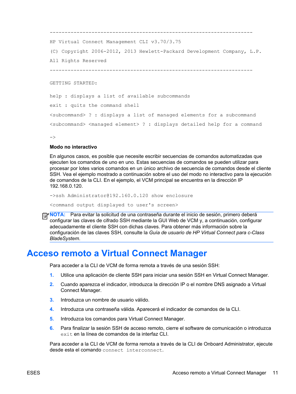 Acceso remoto a virtual connect manager | HP Módulo Fibre Channel de conexión virtual de 4Gb HP para BladeSystem clase C User Manual | Page 18 / 238