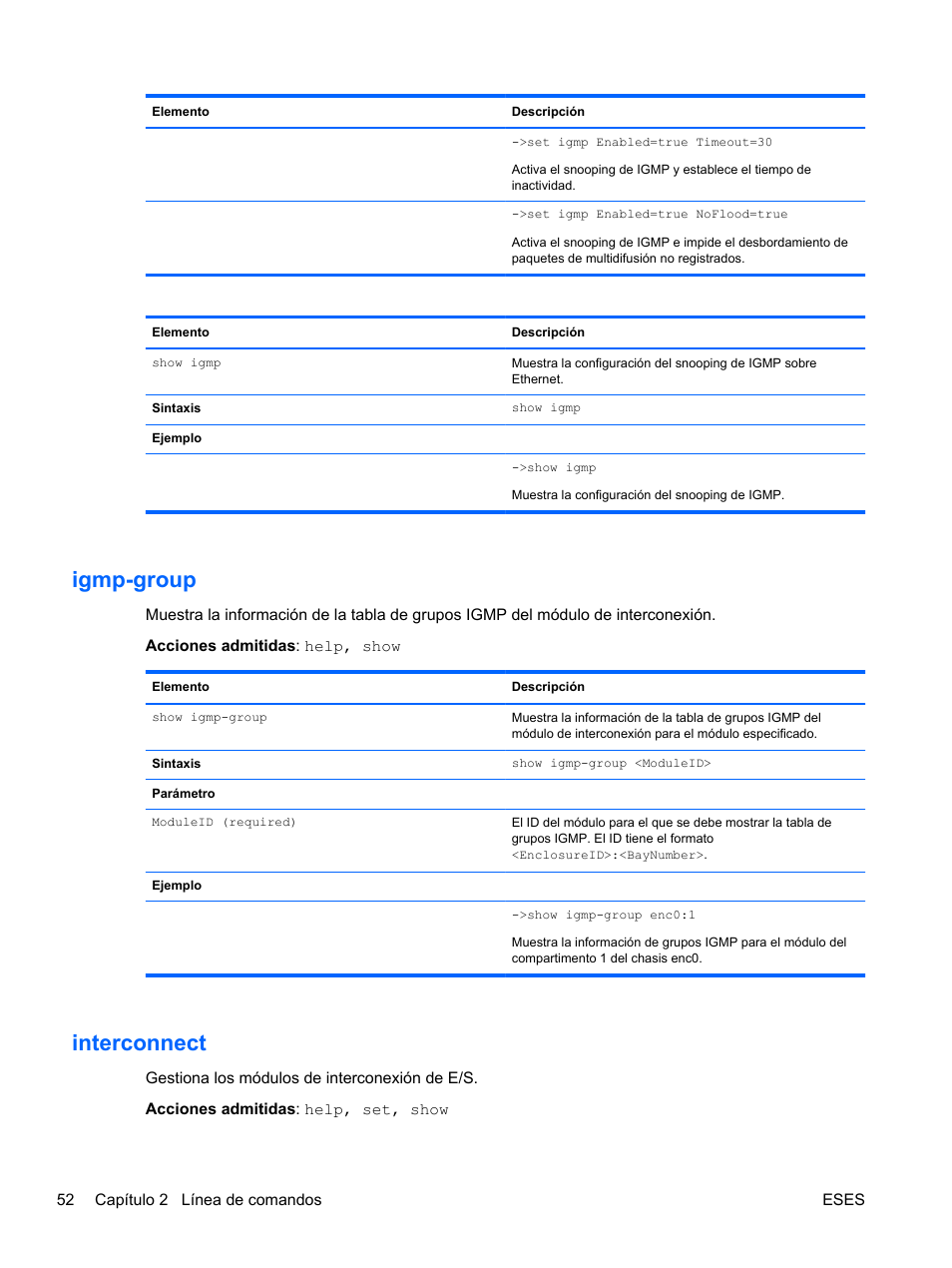 Igmp-group, Interconnect, Igmp-group interconnect | HP Módulo Fibre Channel de conexión virtual de 4Gb HP para BladeSystem clase C User Manual | Page 59 / 238