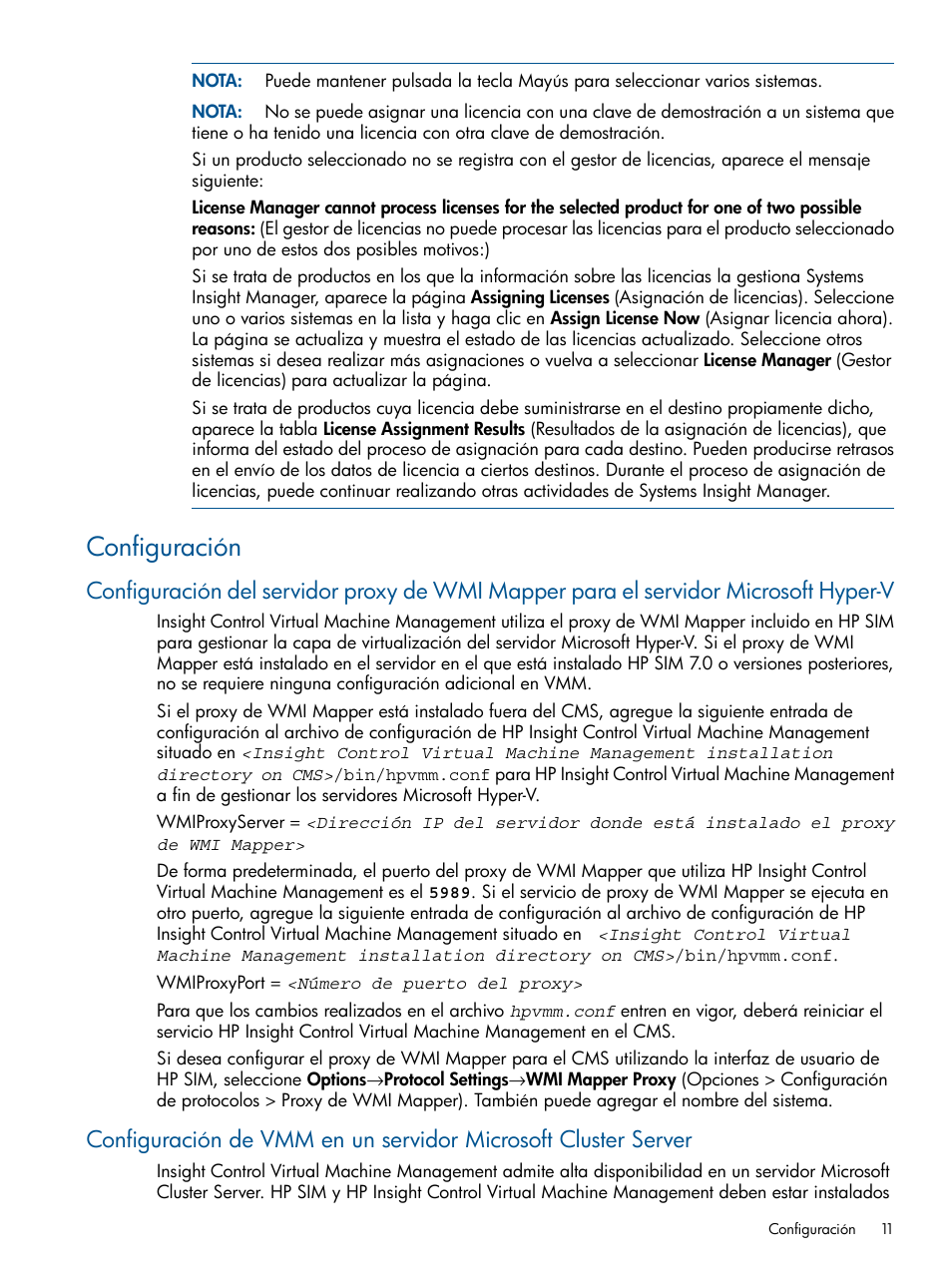 Configuración | HP Insight Control User Manual | Page 11 / 60