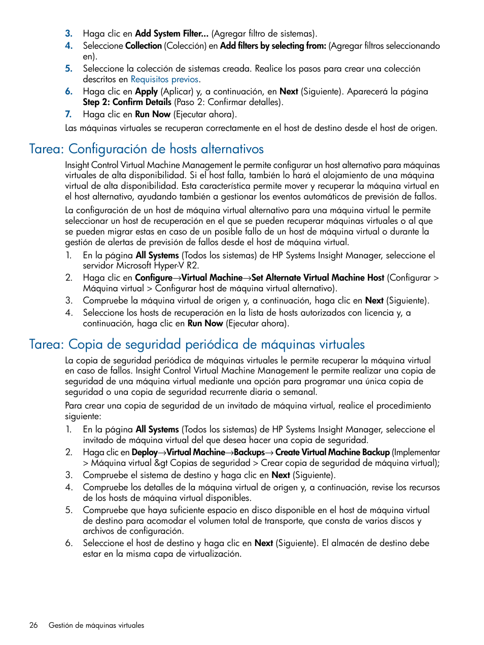 Tarea: configuración de hosts alternativos | HP Insight Control User Manual | Page 26 / 60