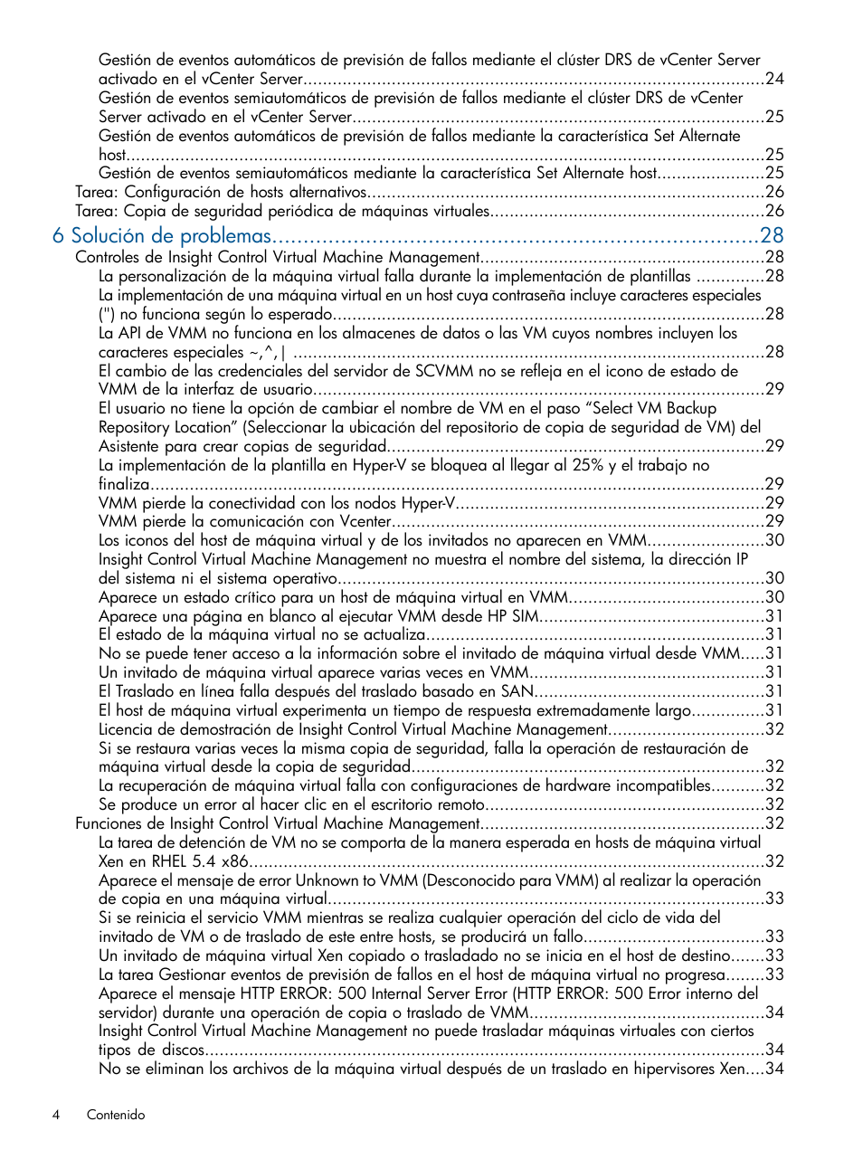 6 solución de problemas | HP Insight Control User Manual | Page 4 / 60