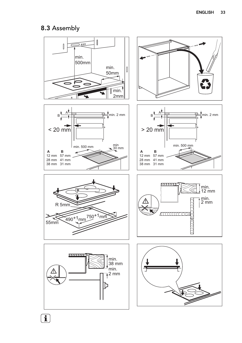 3 assembly, 20 mm | AEG HK854400XS User Manual | Page 33 / 72