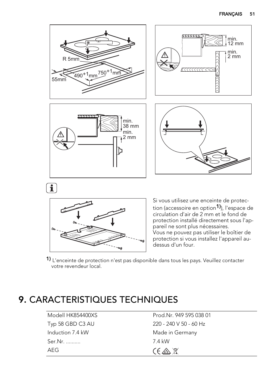 Caracteristiques techniques | AEG HK854400XS User Manual | Page 51 / 72