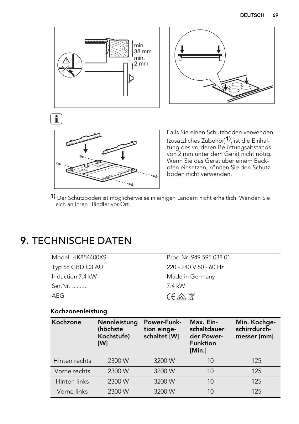 Technische daten | AEG HK854400XS User Manual | Page 69 / 72