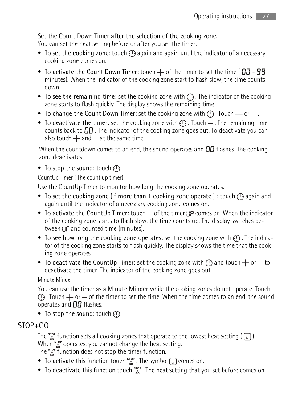 Stop+go | AEG HK854400XB User Manual | Page 27 / 84