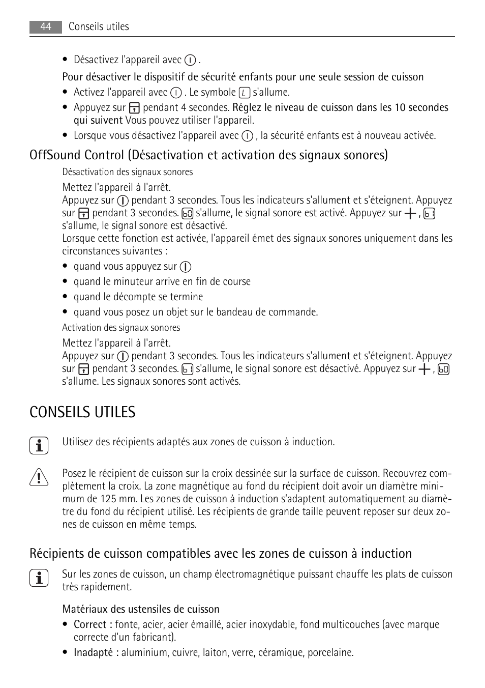Conseils utiles | AEG HK854400XB User Manual | Page 44 / 84
