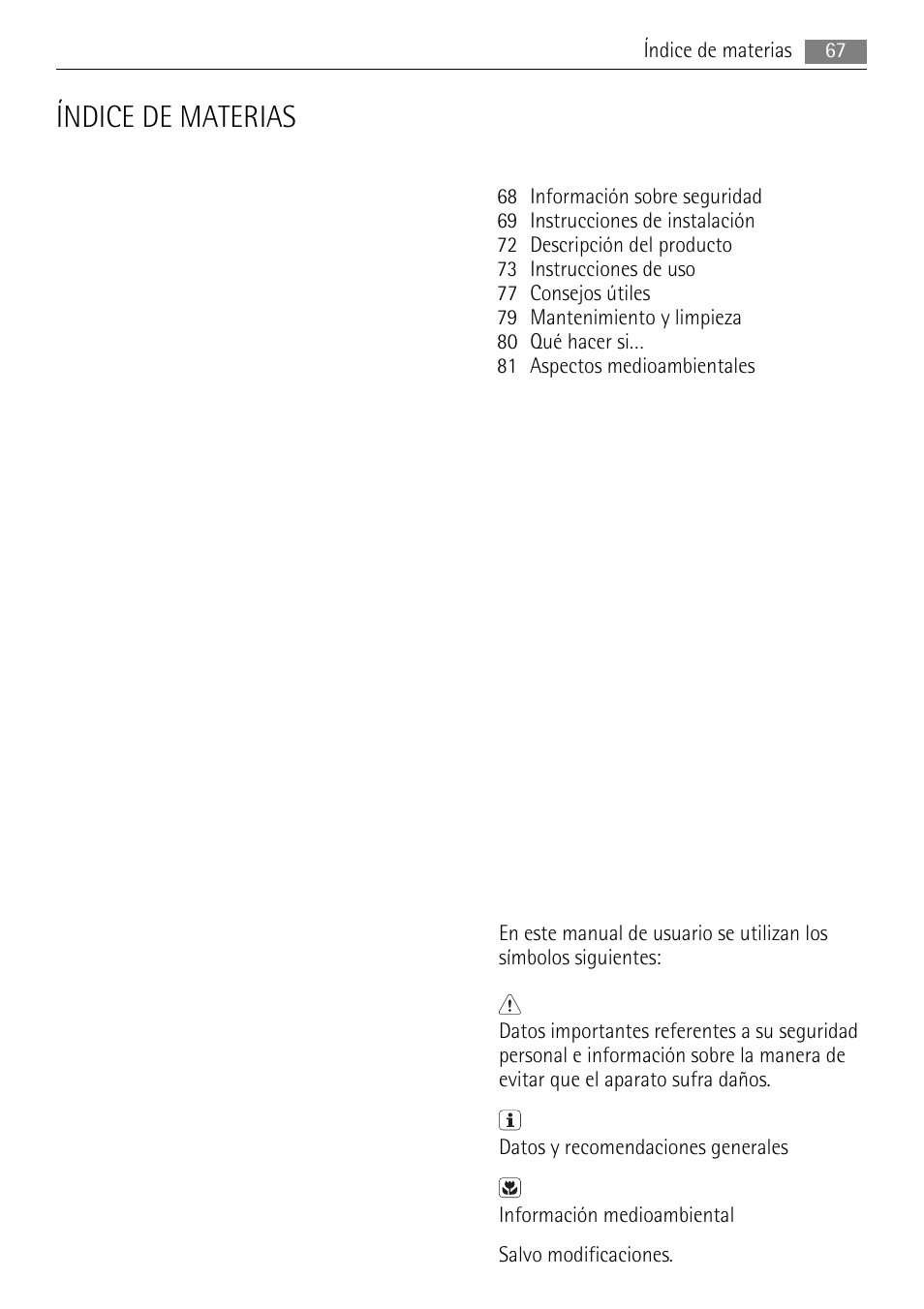 Índice de materias | AEG HK854400XB User Manual | Page 67 / 84