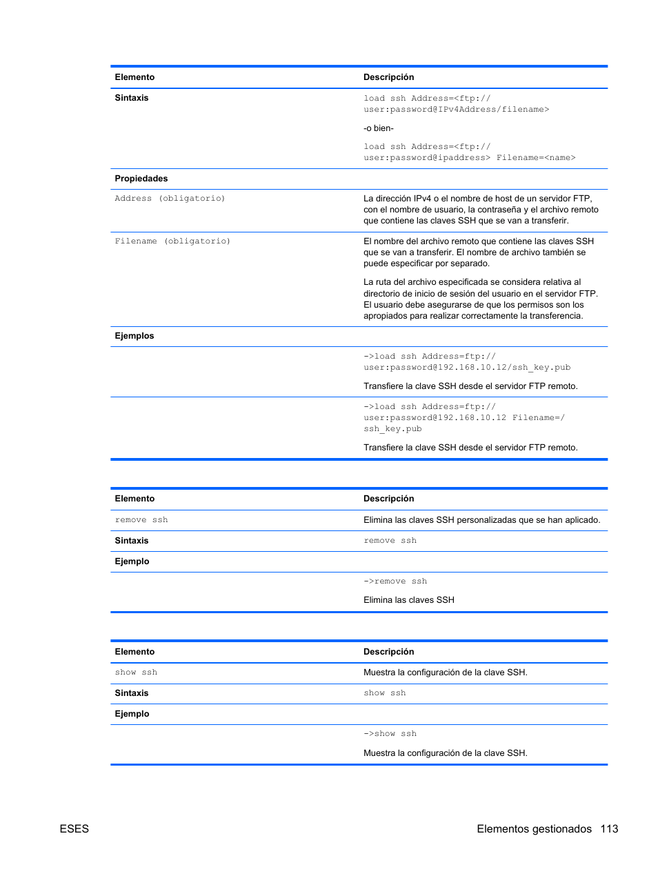 Eses elementos gestionados 113 | HP Módulo Fibre Channel de conexión virtual de 8 GB 20 puertos HP para BladeSystem clase C User Manual | Page 120 / 222