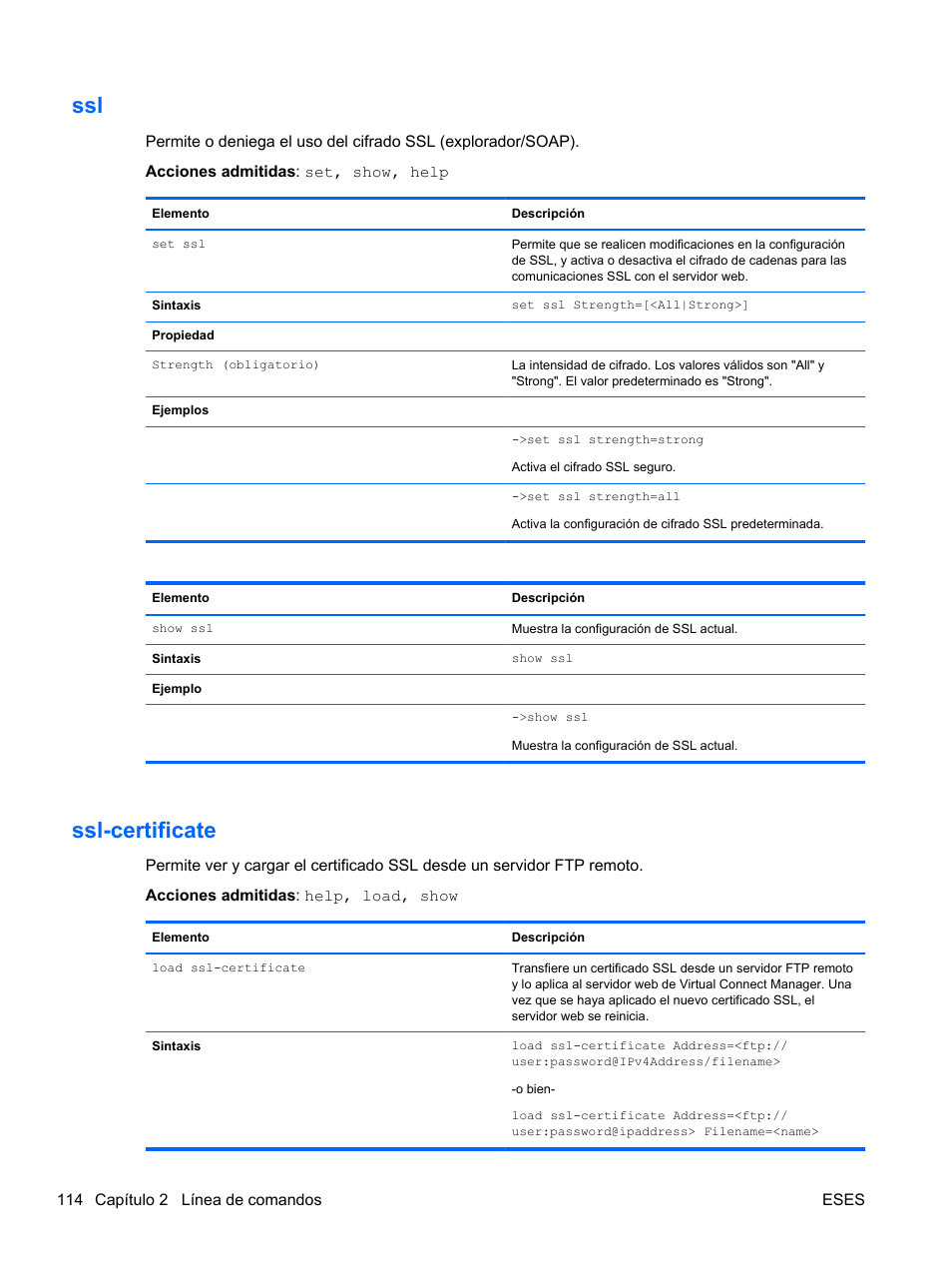 Ssl-certificate, Ssl ssl-certificate | HP Módulo Fibre Channel de conexión virtual de 8 GB 20 puertos HP para BladeSystem clase C User Manual | Page 121 / 222