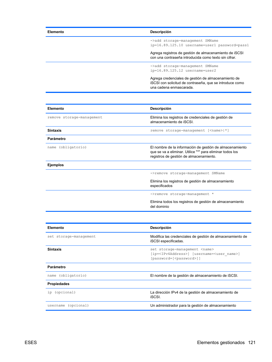 Eses elementos gestionados 121 | HP Módulo Fibre Channel de conexión virtual de 8 GB 20 puertos HP para BladeSystem clase C User Manual | Page 128 / 222
