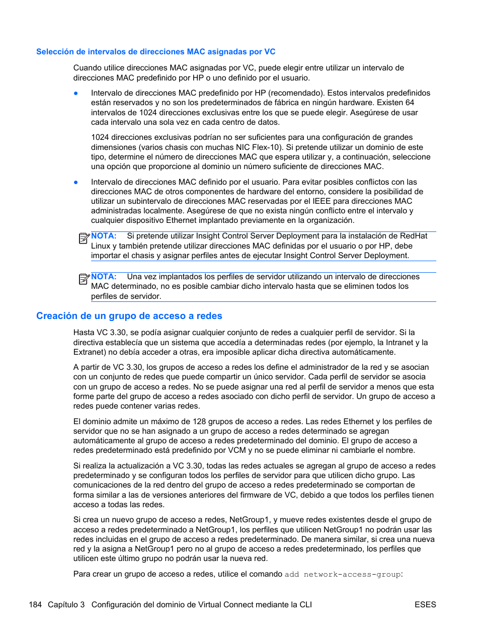 Creación de un grupo de acceso a redes | HP Módulo Fibre Channel de conexión virtual de 8 GB 20 puertos HP para BladeSystem clase C User Manual | Page 190 / 222