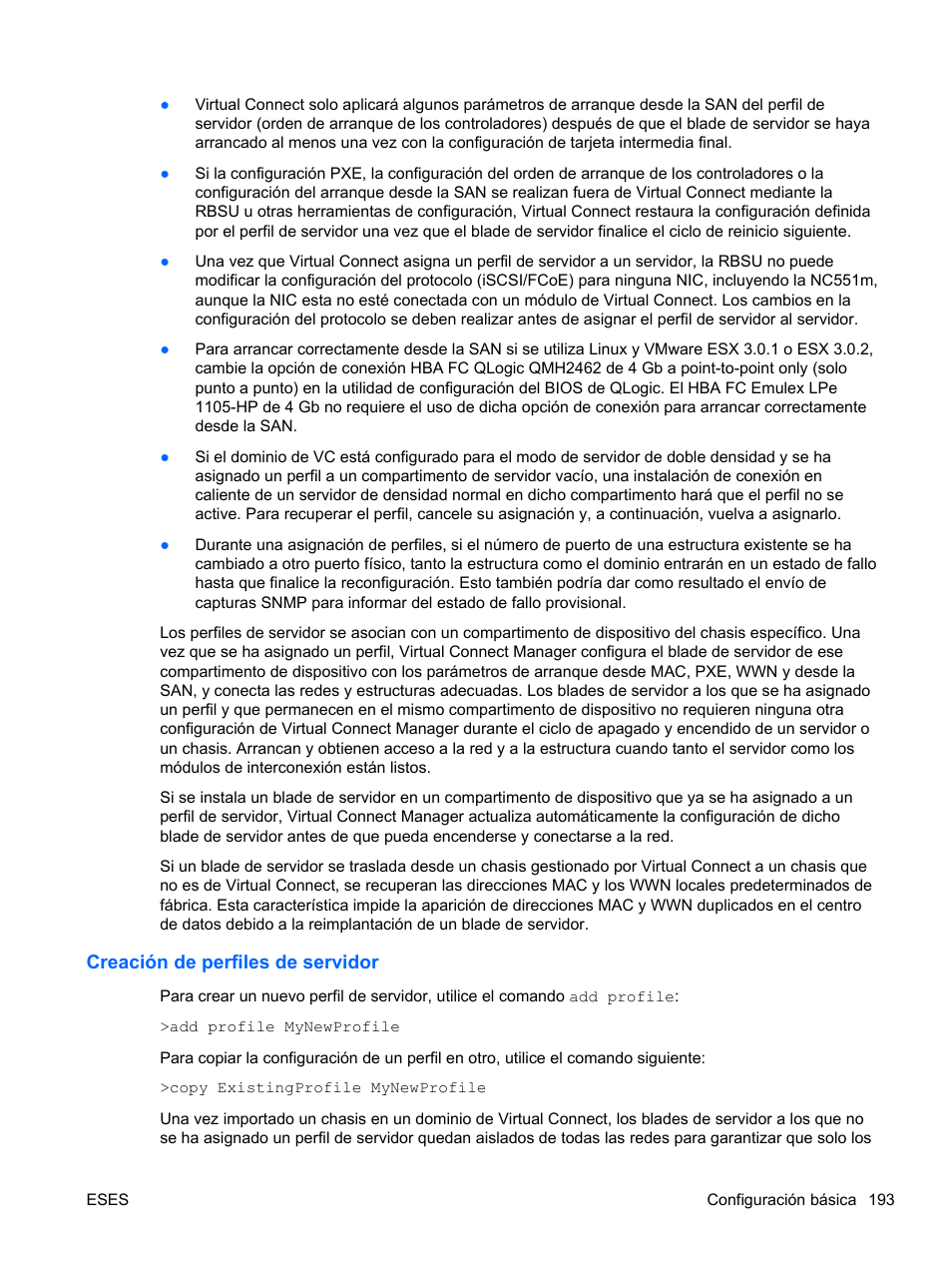 Creación de perfiles de servidor | HP Módulo Fibre Channel de conexión virtual de 8 GB 20 puertos HP para BladeSystem clase C User Manual | Page 199 / 222