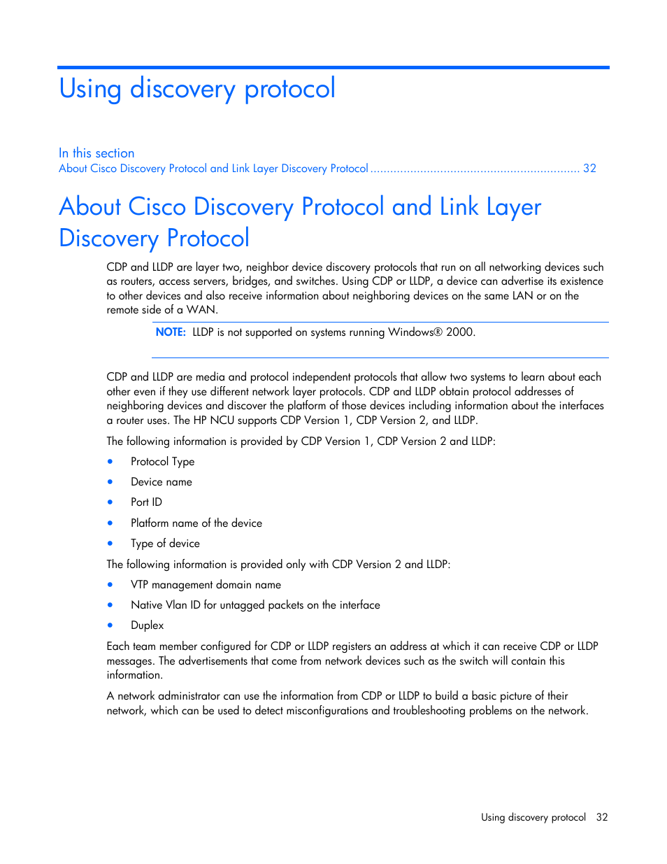 Using discovery protocol | HP ProLiant Essentials Intelligent Networking Pack Windows Edition User Manual | Page 32 / 43