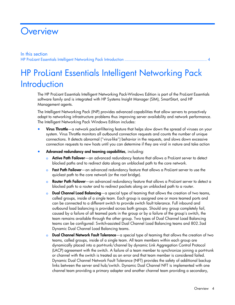 Overview | HP ProLiant Essentials Intelligent Networking Pack Windows Edition User Manual | Page 4 / 43